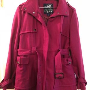 Fuchsia colored Green With Envy Wool Pea coat